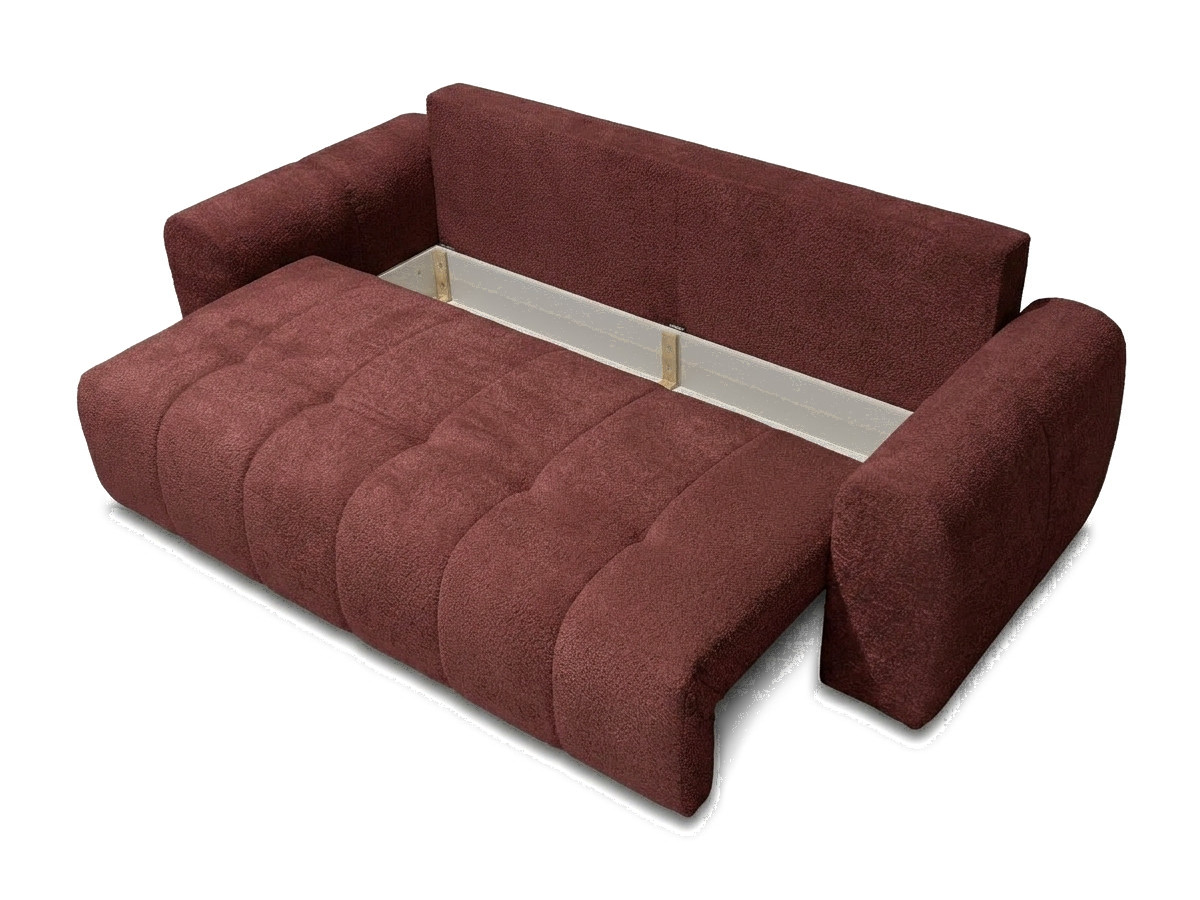 Bobochic Roxelane Schlafsofa 3-Sitzer mit Bettkasten Bouclé-Stoff Rot