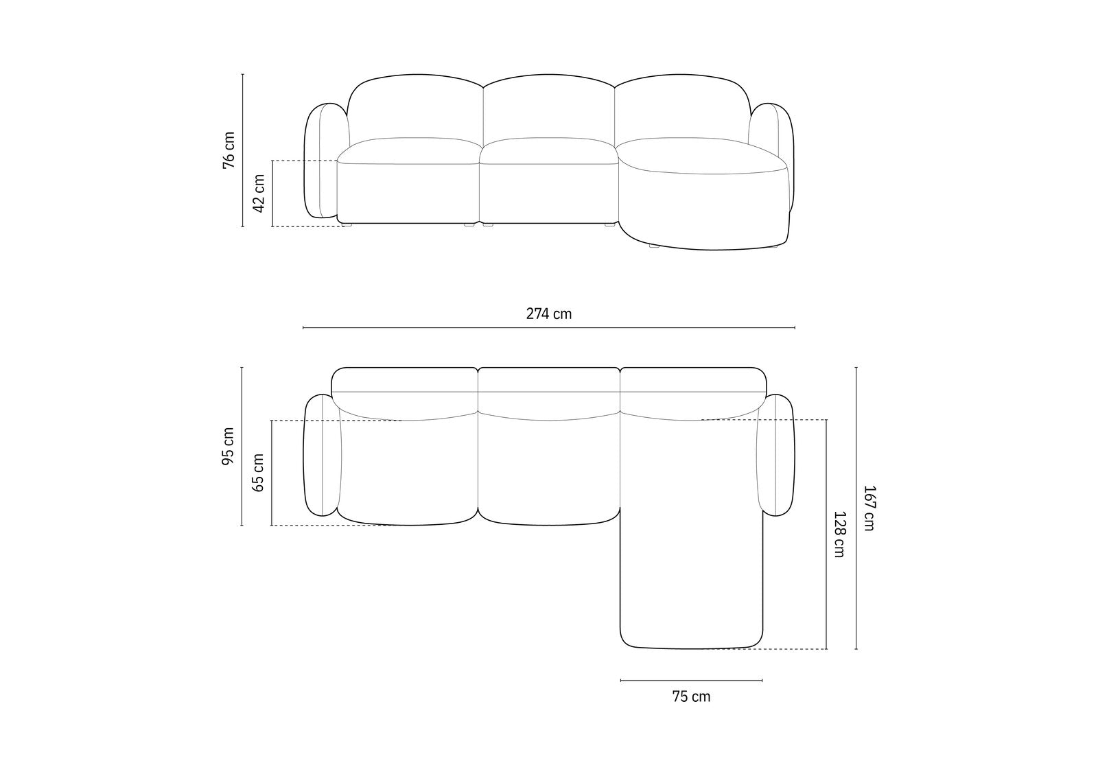 Micadoni Ecksofa Blair 4-Sitzer Rechts Chenille Eden Dunkelgrau