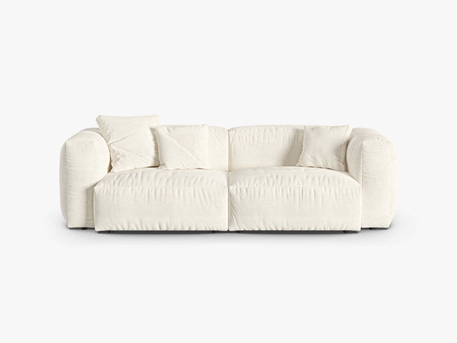 Micadoni Sofa Martina 3-Sitzer 90cm Sitztiefe Boucle Monet Elfenbein