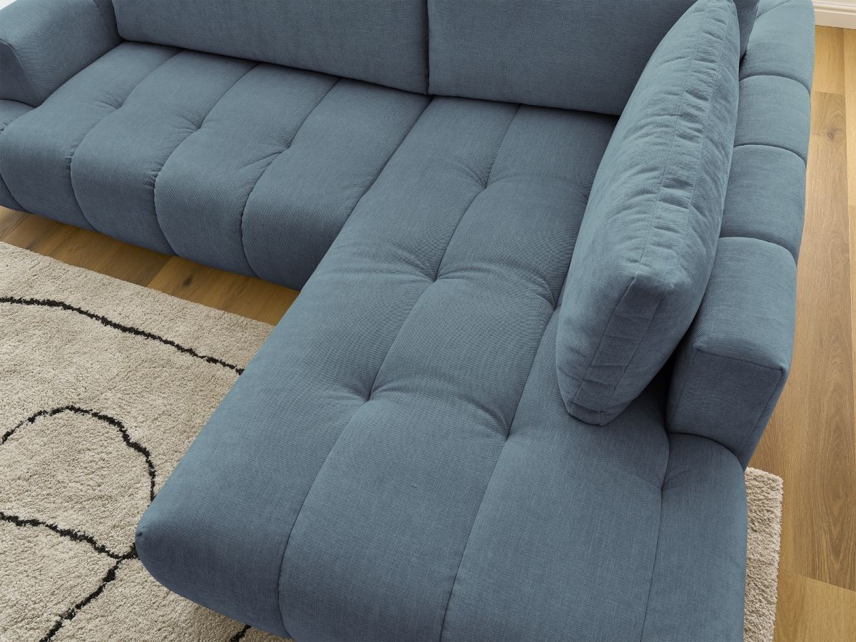 Bobochic Fuji Ecksofa mit Schlaffunktion und Bettkasten 282 × 204 cm Stoff Hellblau Ecke rechts