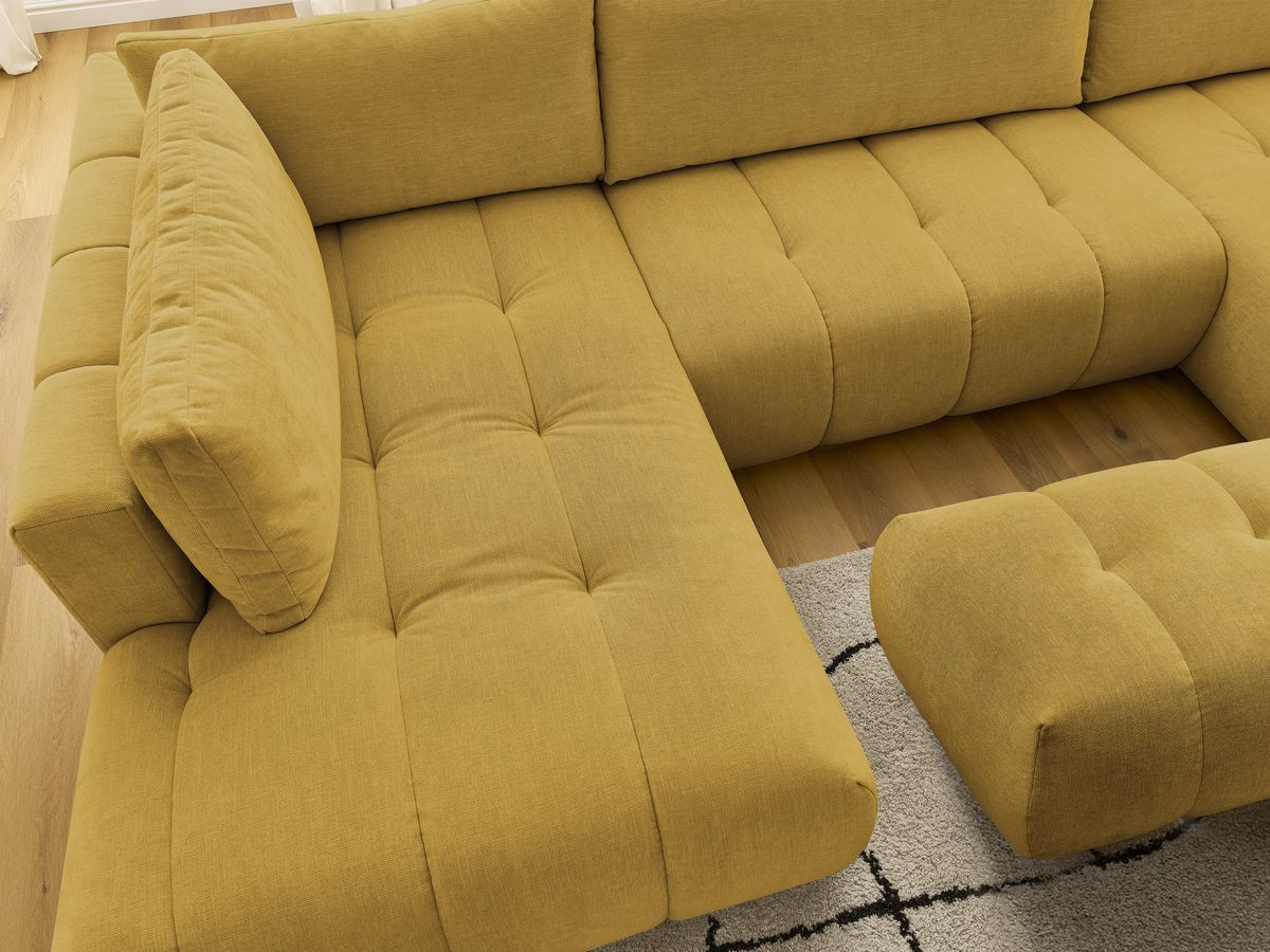 Bobochic Fuji Wohnlandschaft mit Pouf Stoff Gelb Ecke rechts