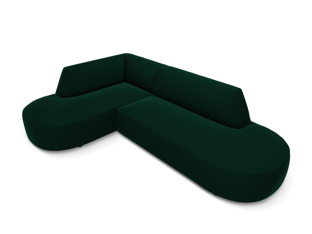 Cosmopolitan Design Ecksofa Siena 4-Sitzer abgerundet offen Samt Salvador Flaschengrün Links