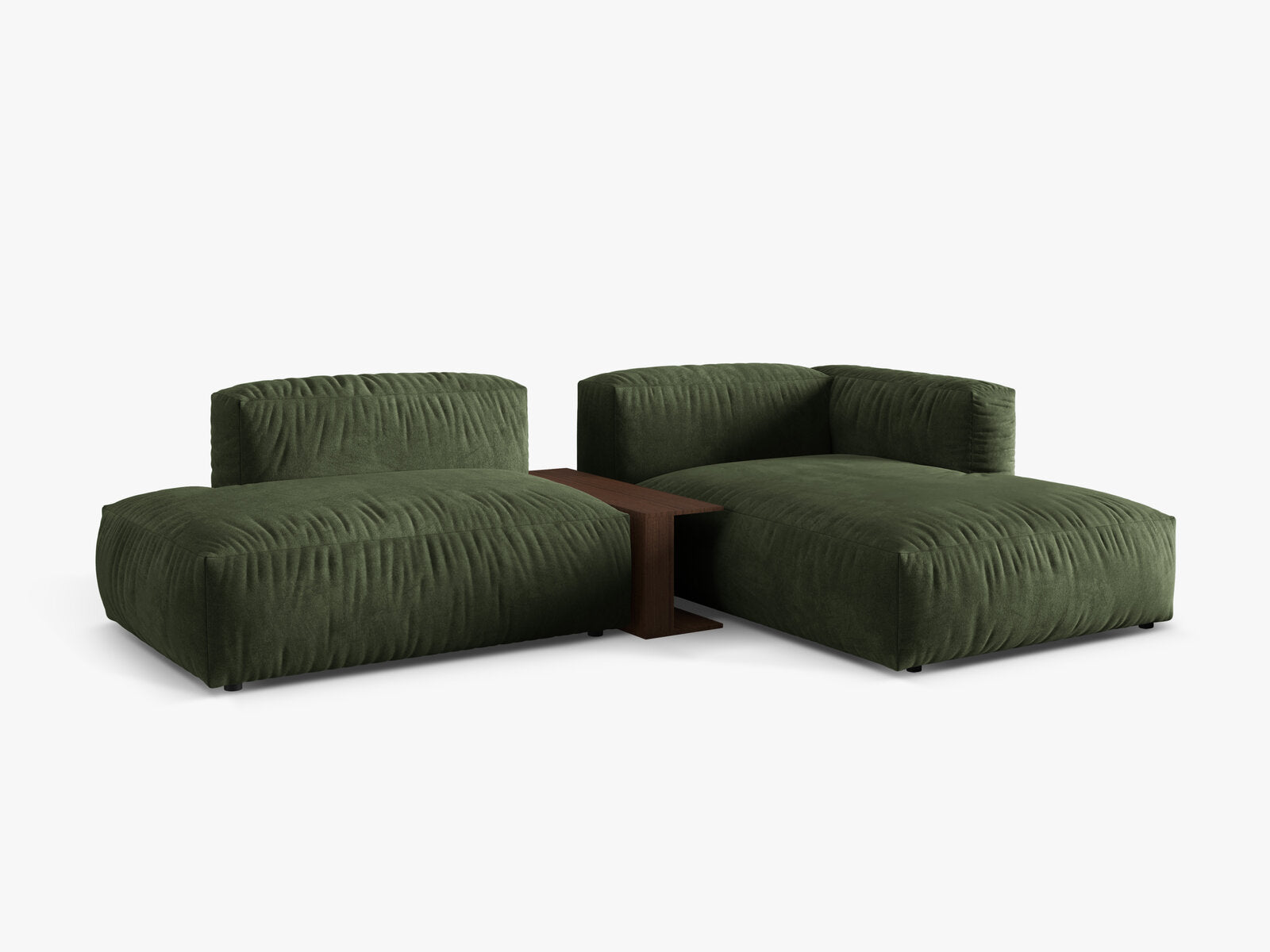 Micadoni Ecksofa Martina 2-Sitzer mit Couchtisch Rechts Samt Grün