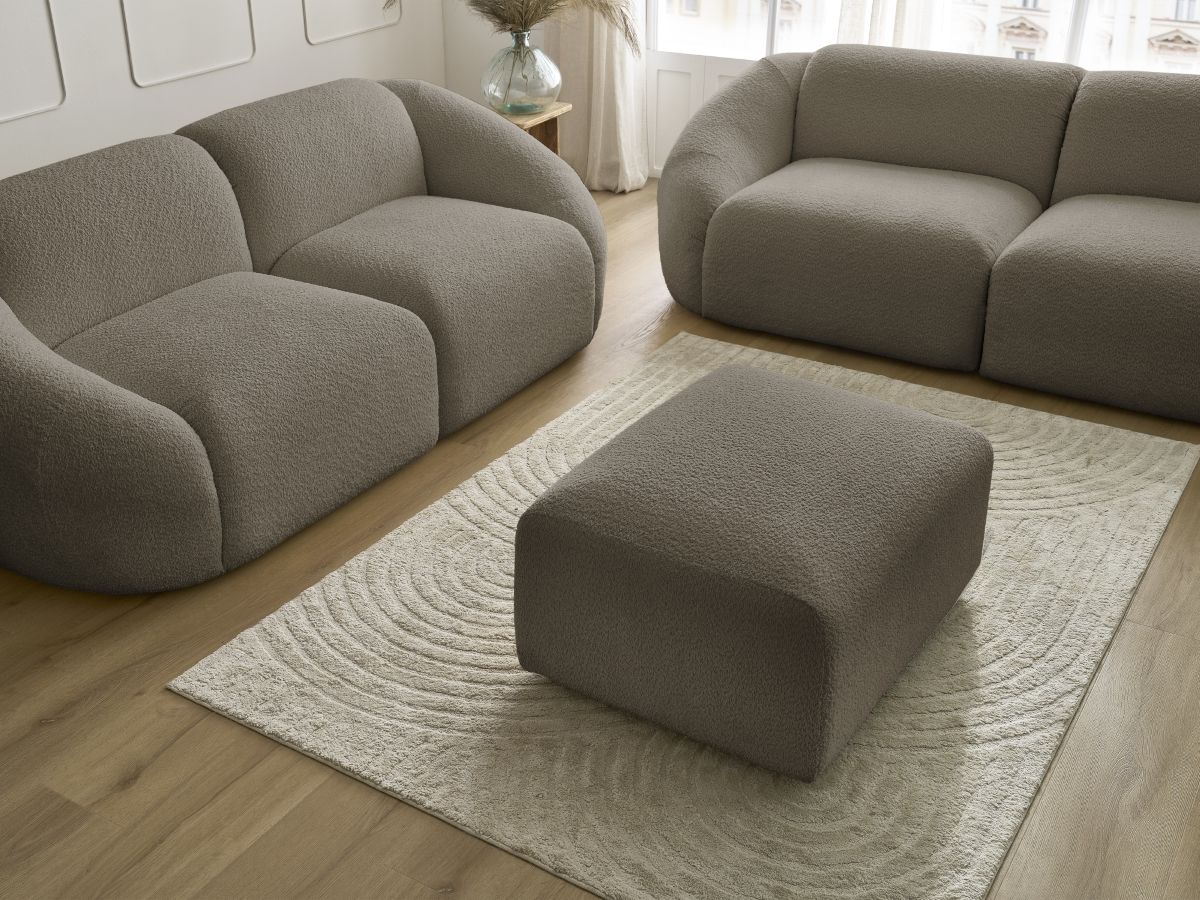 Bobochic Tina Sofa 6-Sitzer mit Pouf Bouclé-Stoff Taupe