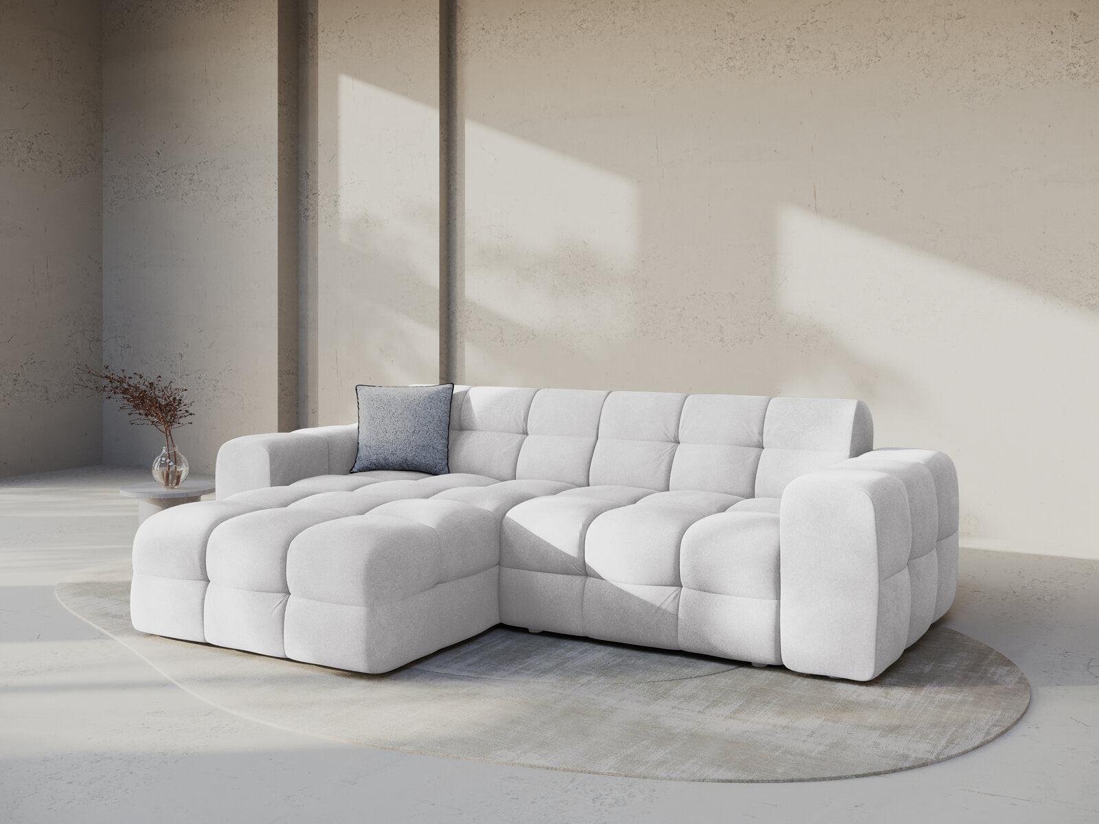 Micadoni Ecksofa Kendal 4-Sitzer Links Samt Magic Velvet Hellgrau