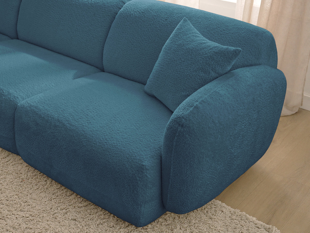 Bobochic Anda Ecksofa mit Pouf 292 × 163 cm Chenille Hellblau Ecke links
