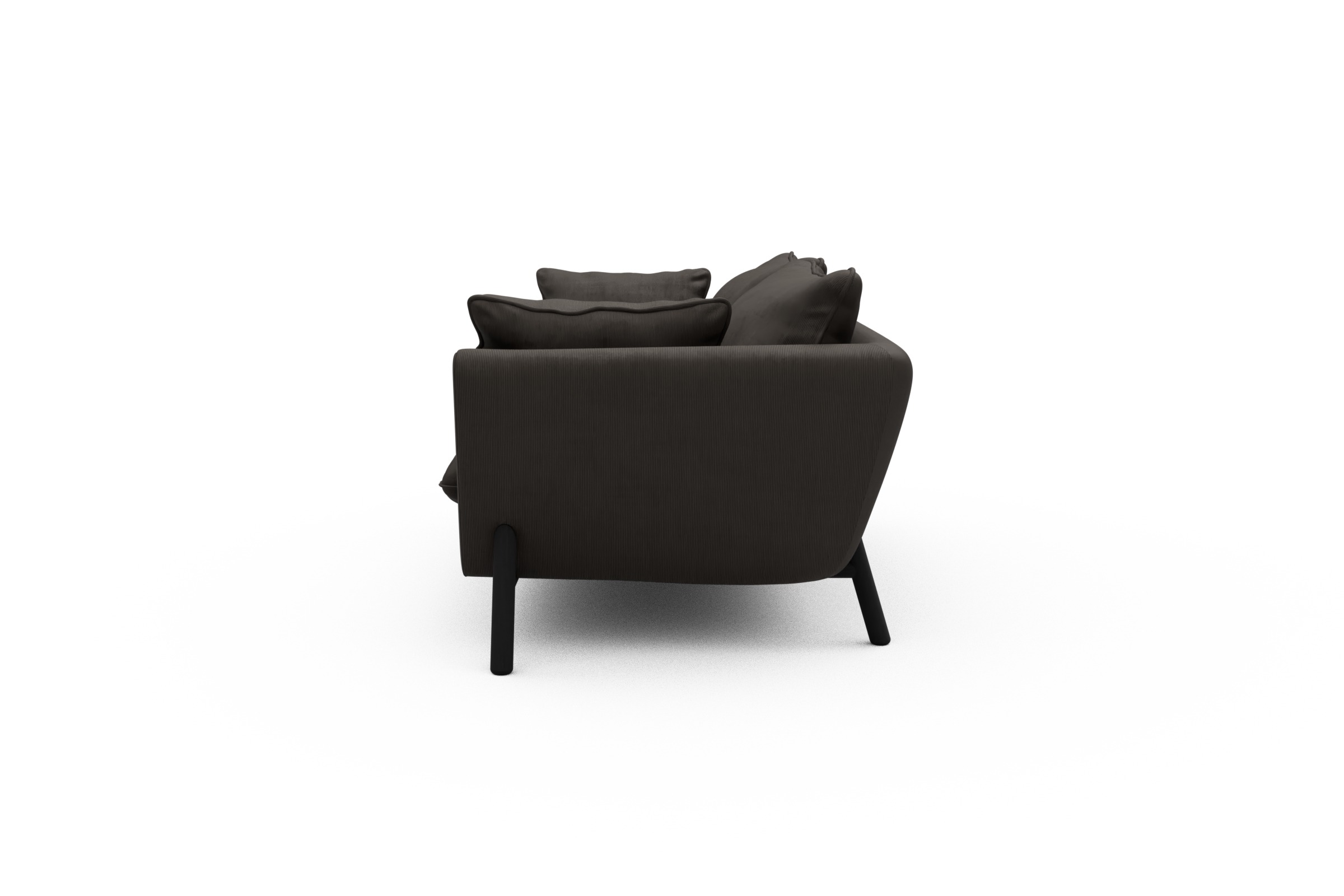 Sofa Emil PREMIUM 2-Sitzer Beinfarbe Eiche Schwarz Cordufine-Taupe