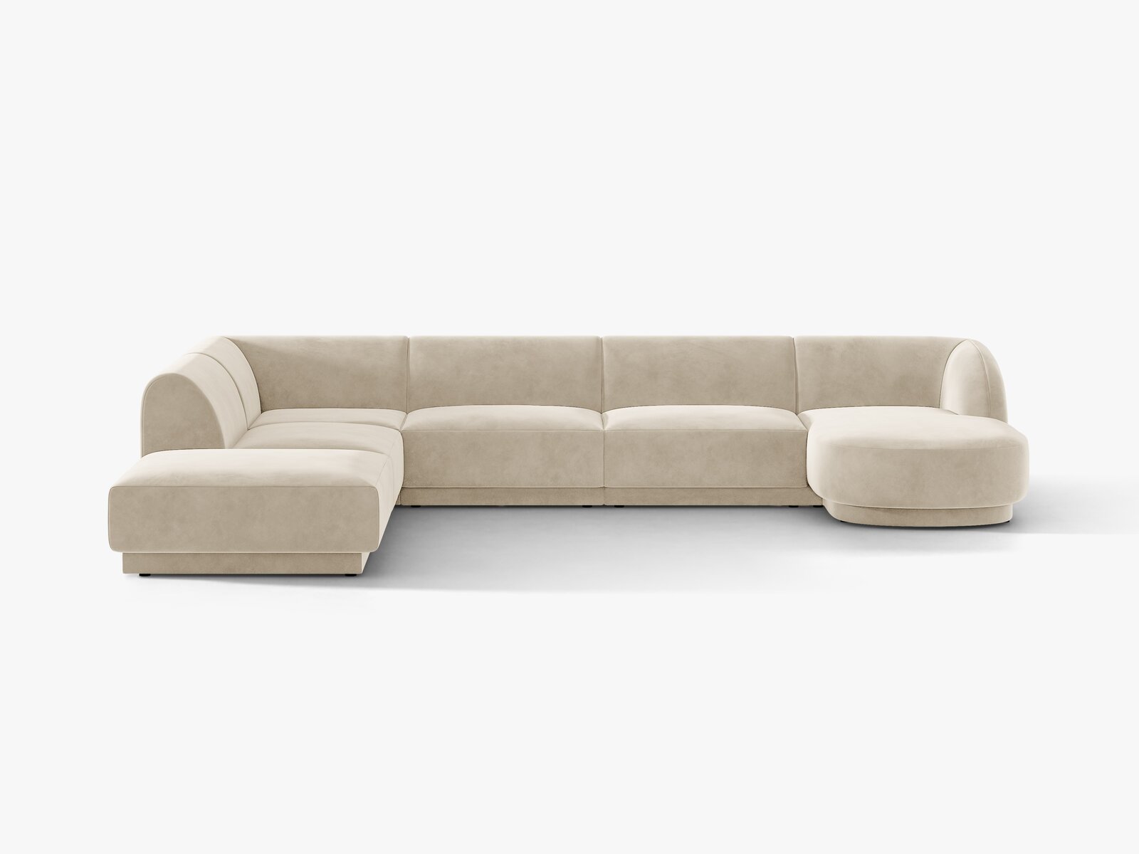 Micadoni Panorama-Ecksofa Miley 6-Sitzer Links Samt Bluvel Dunkelbeige