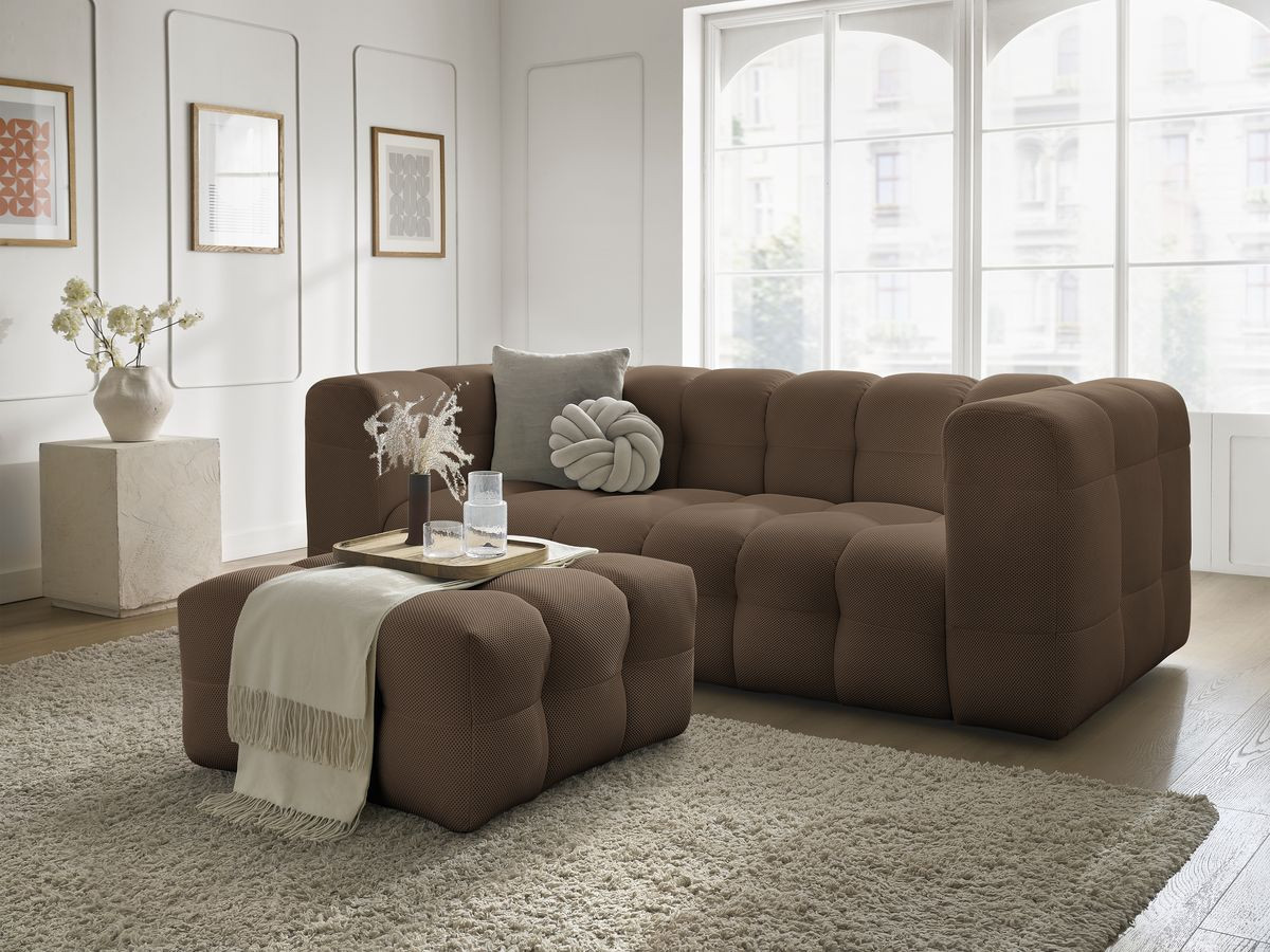 Bobochic Cloud Sofa 4-Sitzer mit Pouf Mesh-Stoff Braun