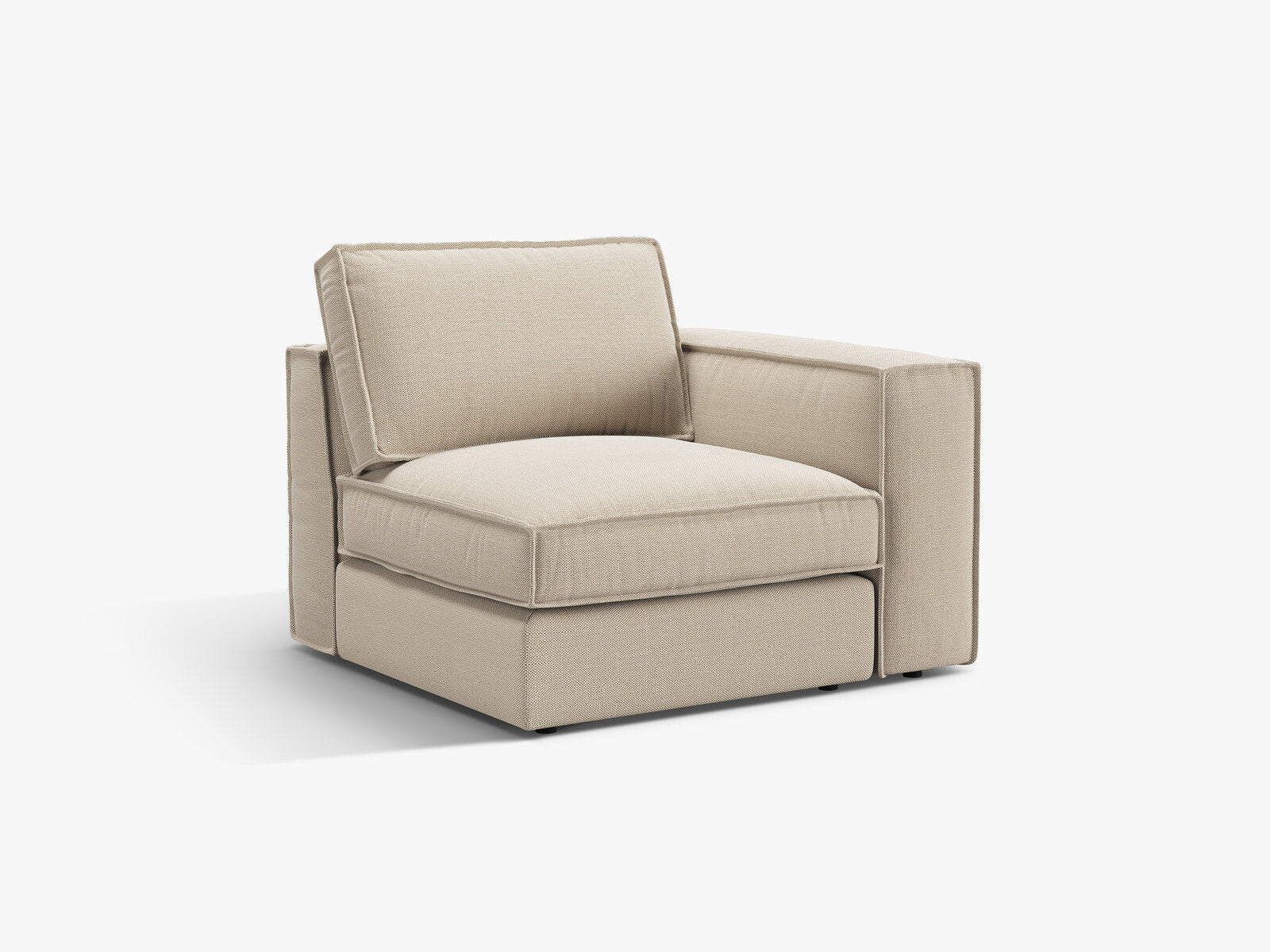 Micadoni Eckmodul mit Armlehne Pola Rechts Strukturierter Stoff Babel Beige
