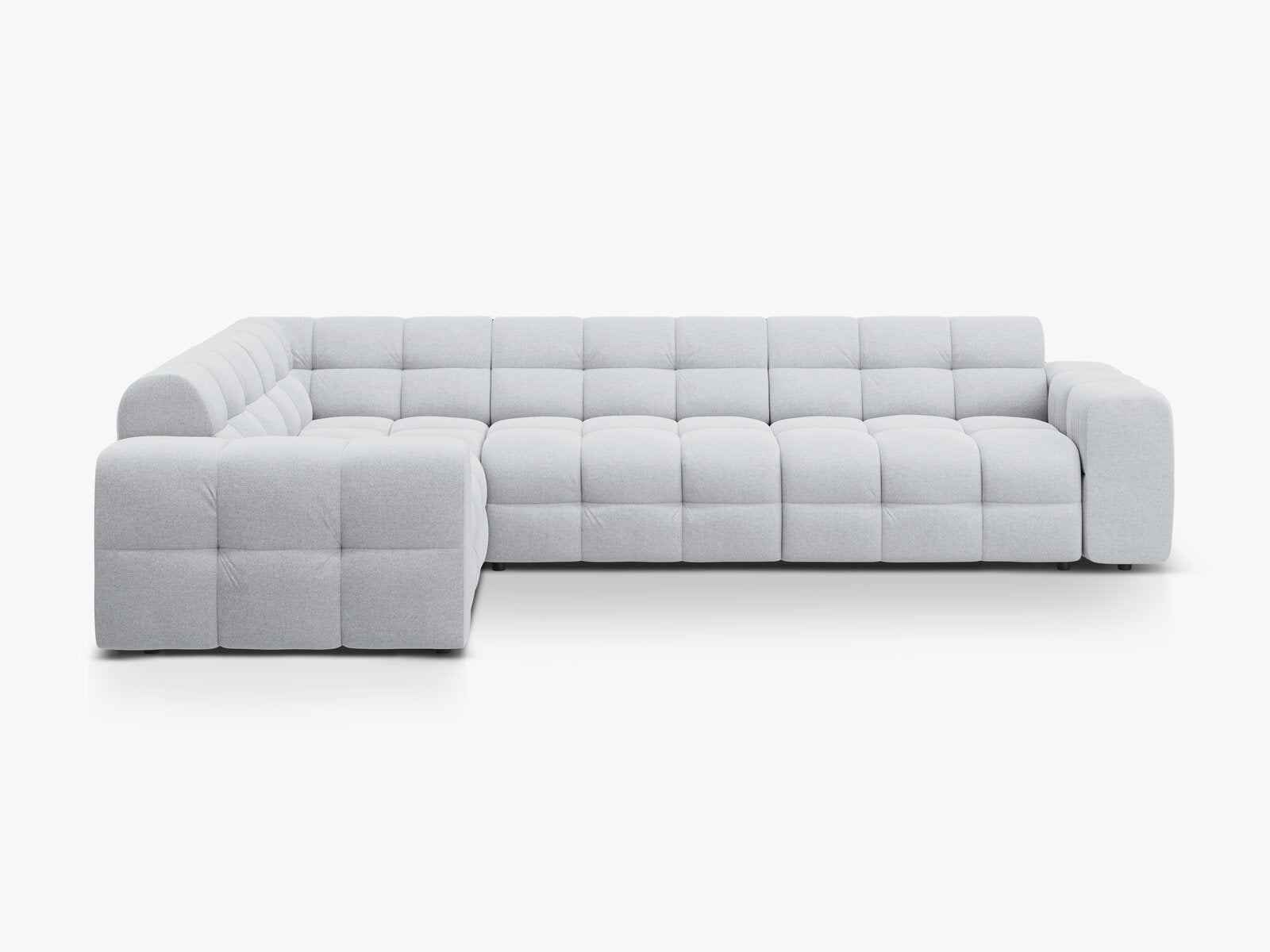 Micadoni Ecksofa Kendal 6-Sitzer Links Strukturierter Stoff Hellgrau