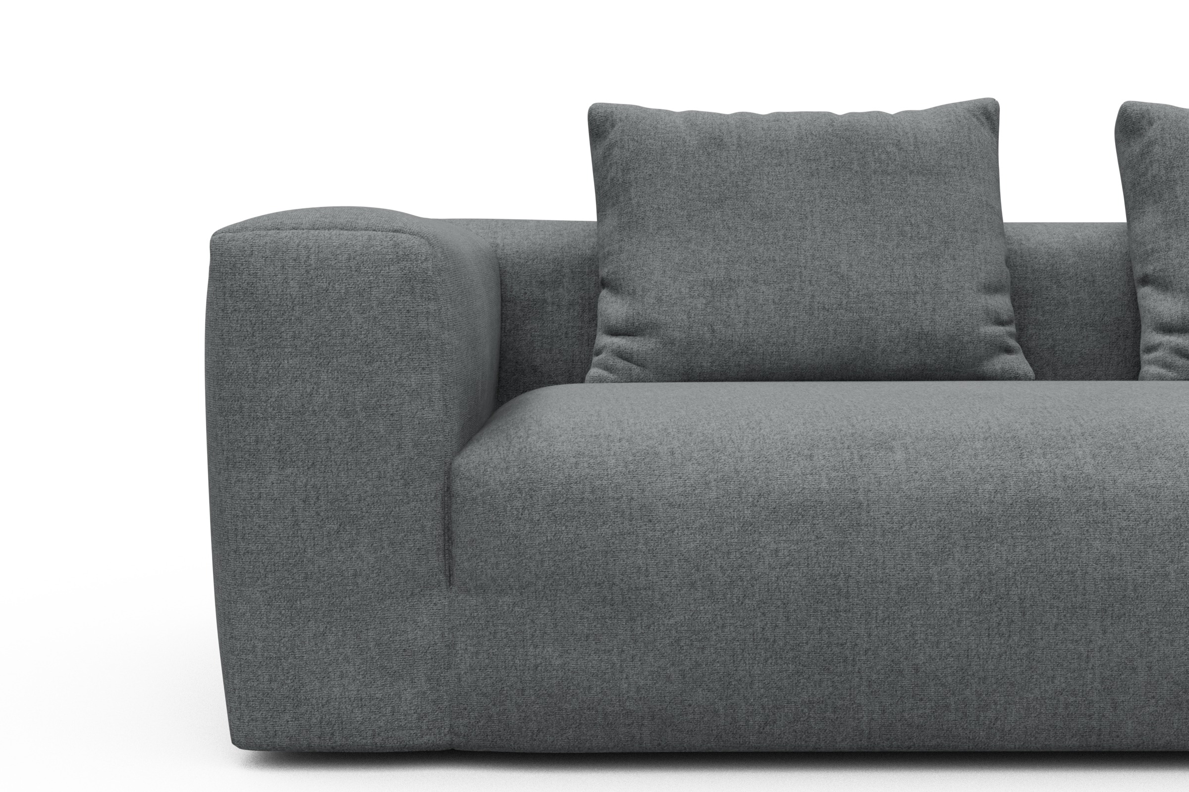 Wohnlandschaft Fred Chaiselongue rechts mit 2-Sitzer und lange Armlehne links Casone-Gravel-Grey
