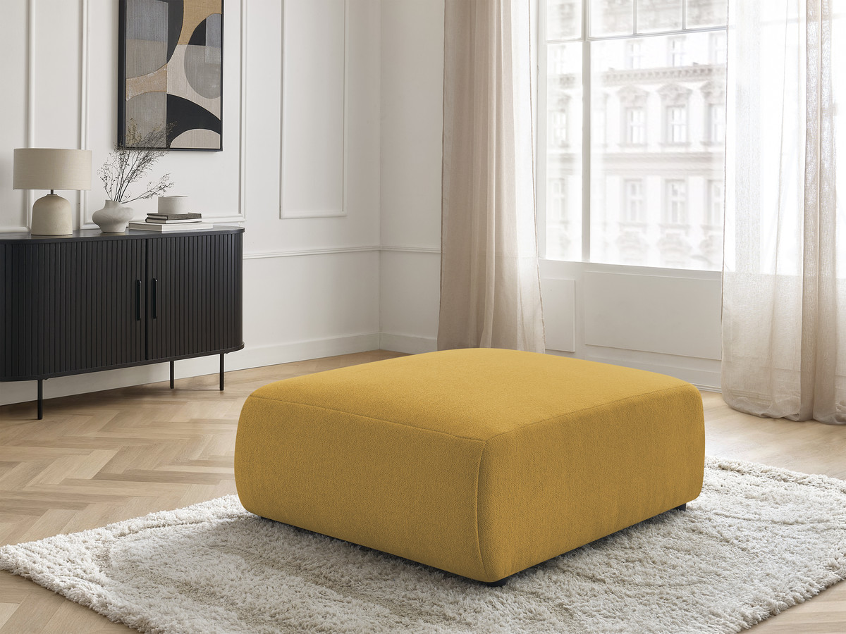 Bobochic Jana Pouf 94 × 114 cm Melange-Stoff Gelb
