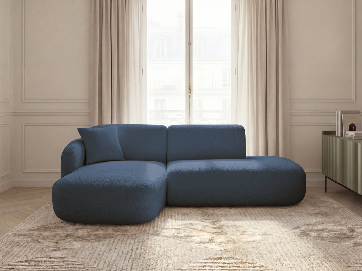 Bobochic Anda Ecksofa 241 × 163 cm Chenille Dunkelblau Ecke links