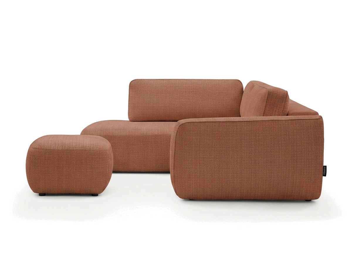 Bobochic Denise Ecksofa mit Schlaffunktion und Bettkasten und Pouf 256 × 197 cm Strukturstoff Orange Ecke links