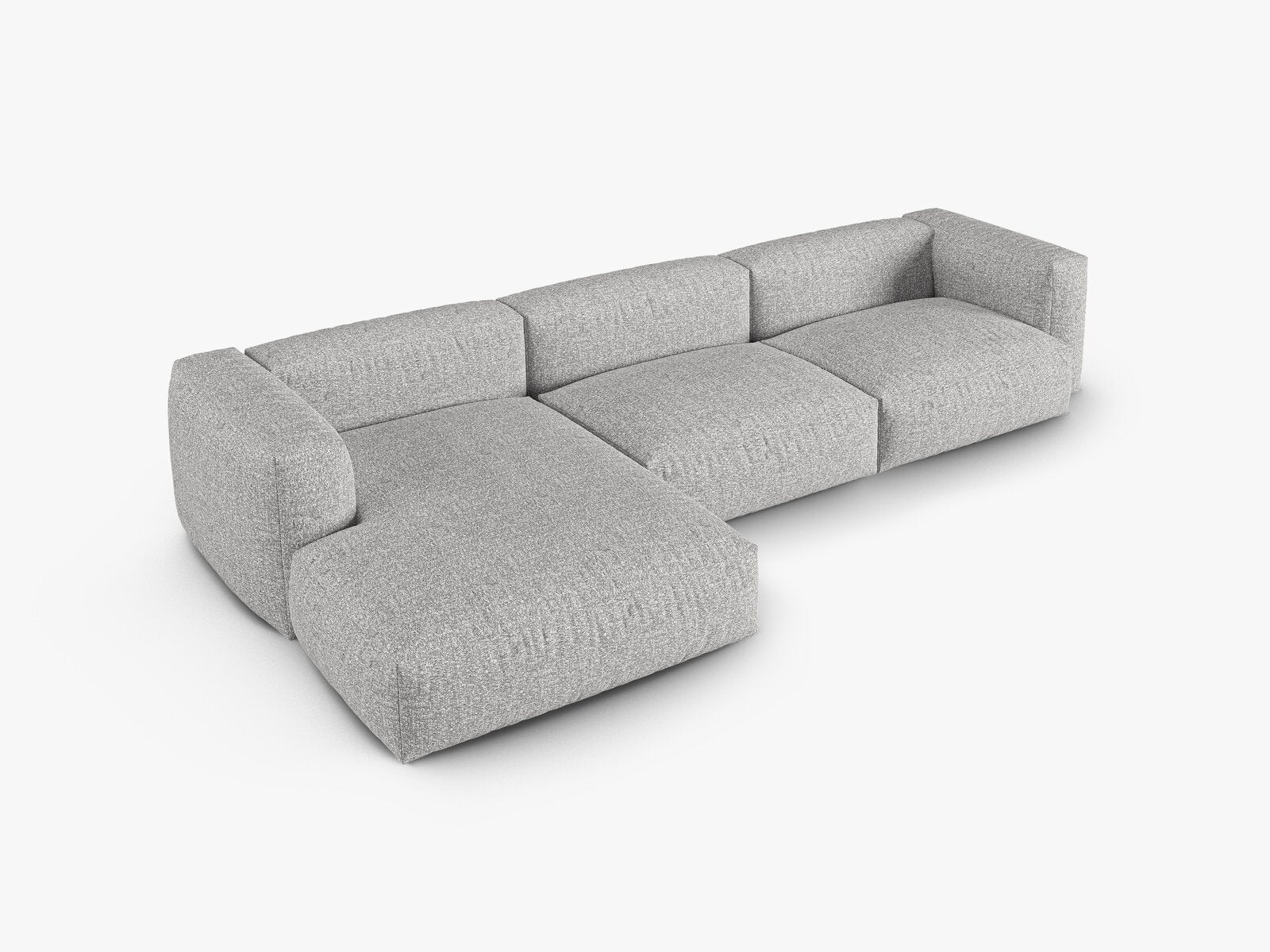 Micadoni Ecksofa Martina 3-Sitzer 90cm Sitztiefe Links Boucle Monet Silber
