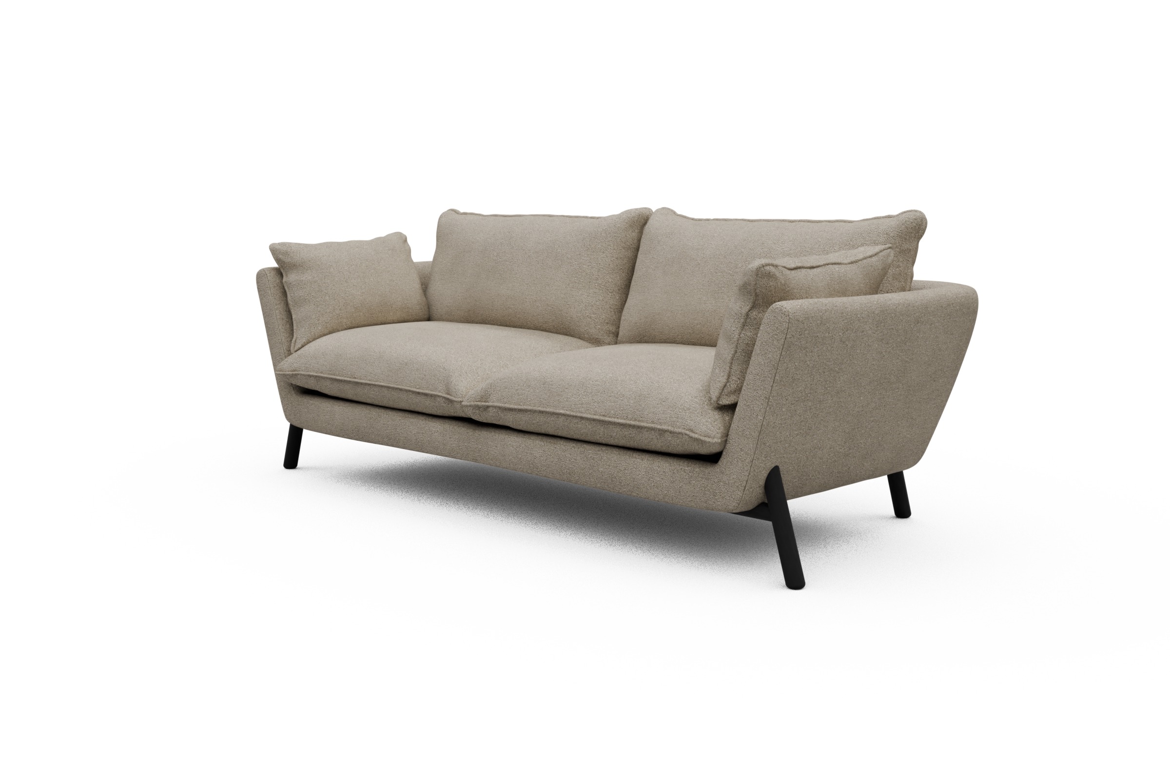 Sofa Emil PREMIUM 3-Sitzer Beinfarbe Eiche Schwarz Boucle-Beige