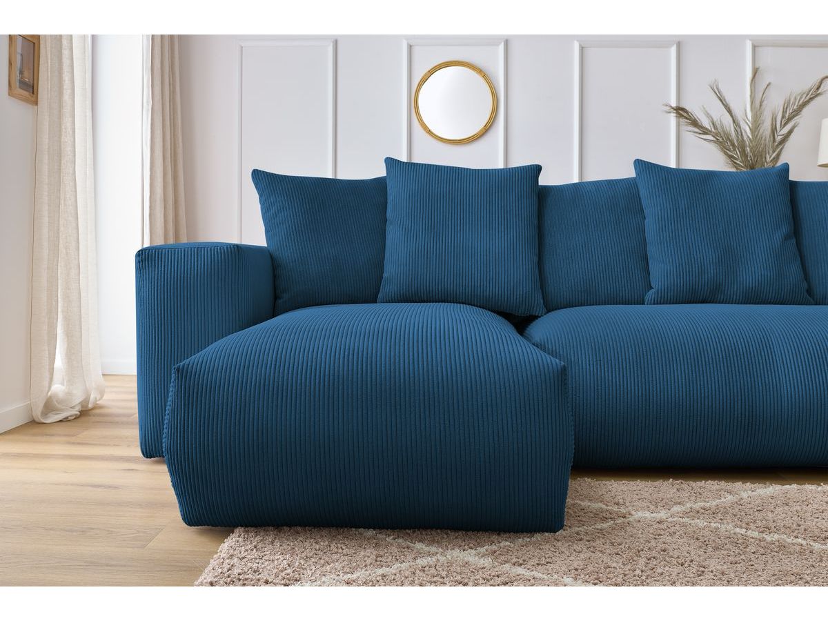 Bobochic Voltaire Wohnlandschaft 356 × 214 cm Cordsamt Dunkelblau Ecke links