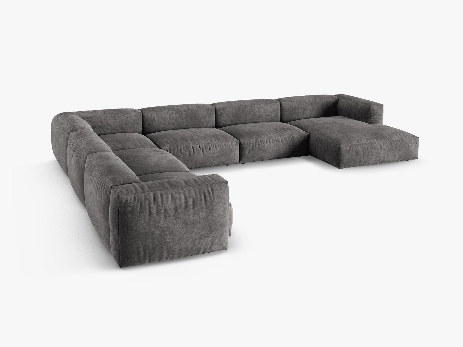 Micadoni modulares Ecksofa XL Martina 6-Sitzer 90cm Sitztiefe Links Samt Vogue Grau