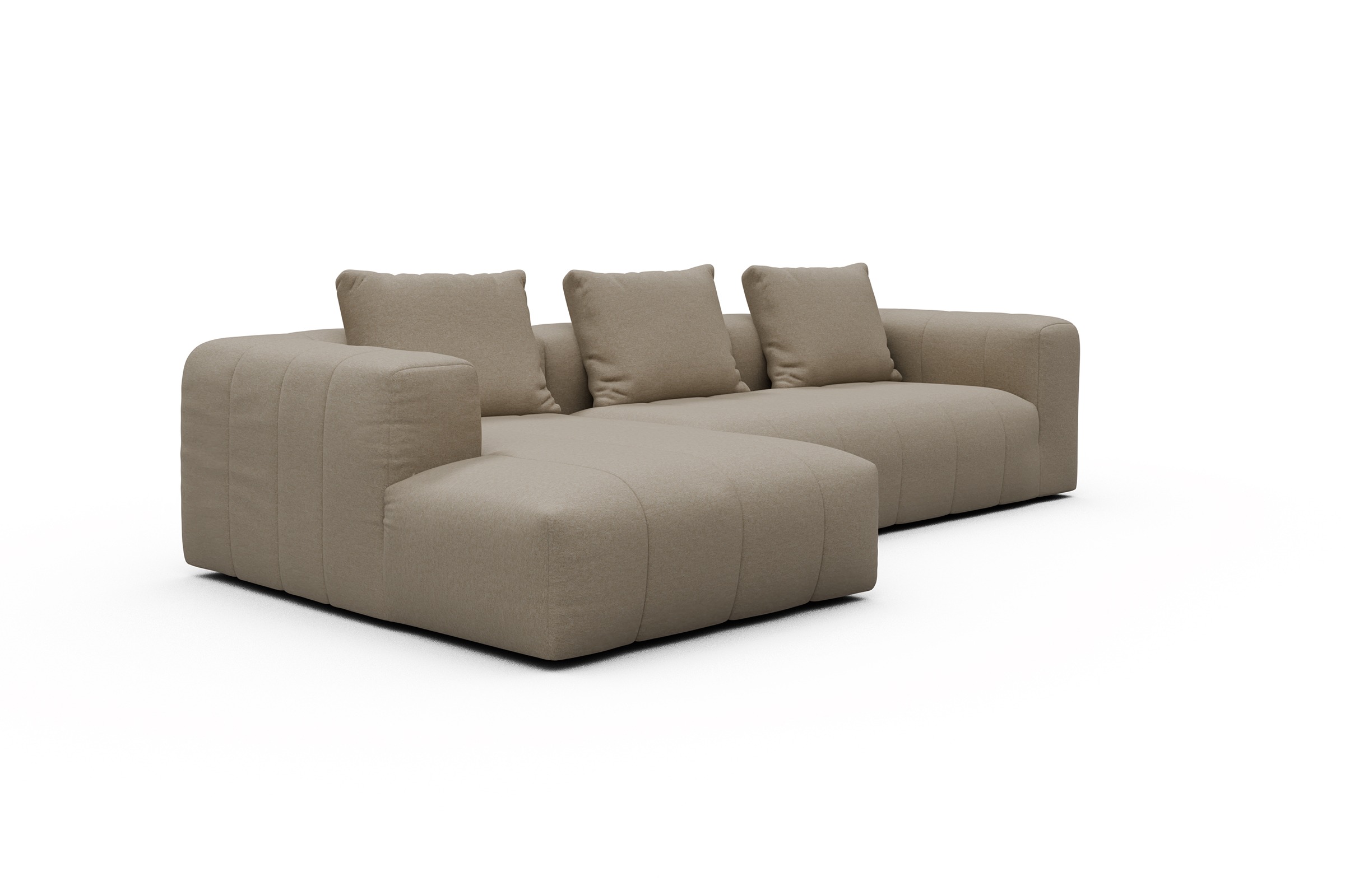 Ecksofa Hugo 2,5-Sitzer Armlehne rechts mit Chaiselongue Satya-Natural