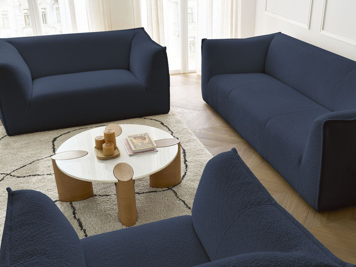 Bobochic Giorgia Sofa 5-Sitzer 534 × 100 cm Bouclé-Stoff Dunkelblau