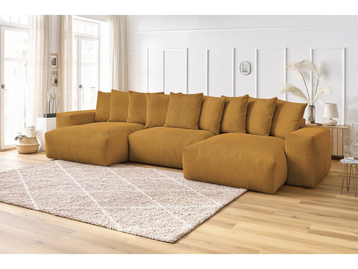 Bobochic Voltaire Wohnlandschaft 420 × 174 cm Cordsamt Gelb