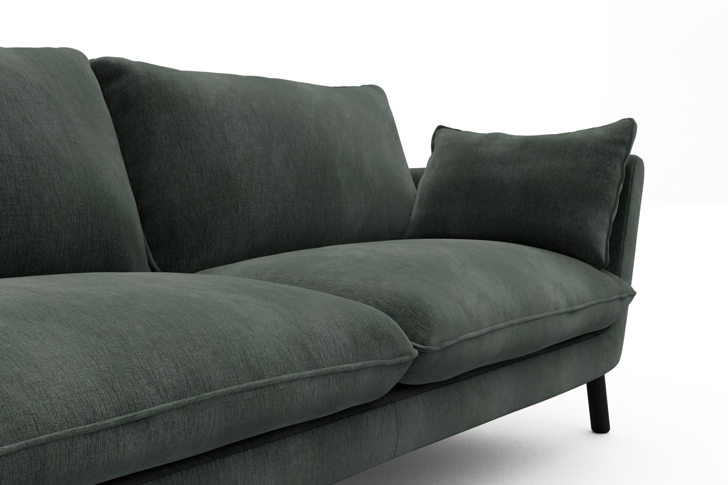 Sofa Emil 3-Sitzer Beinfarbe Eiche Schwarz Smooth-Laurel-Green