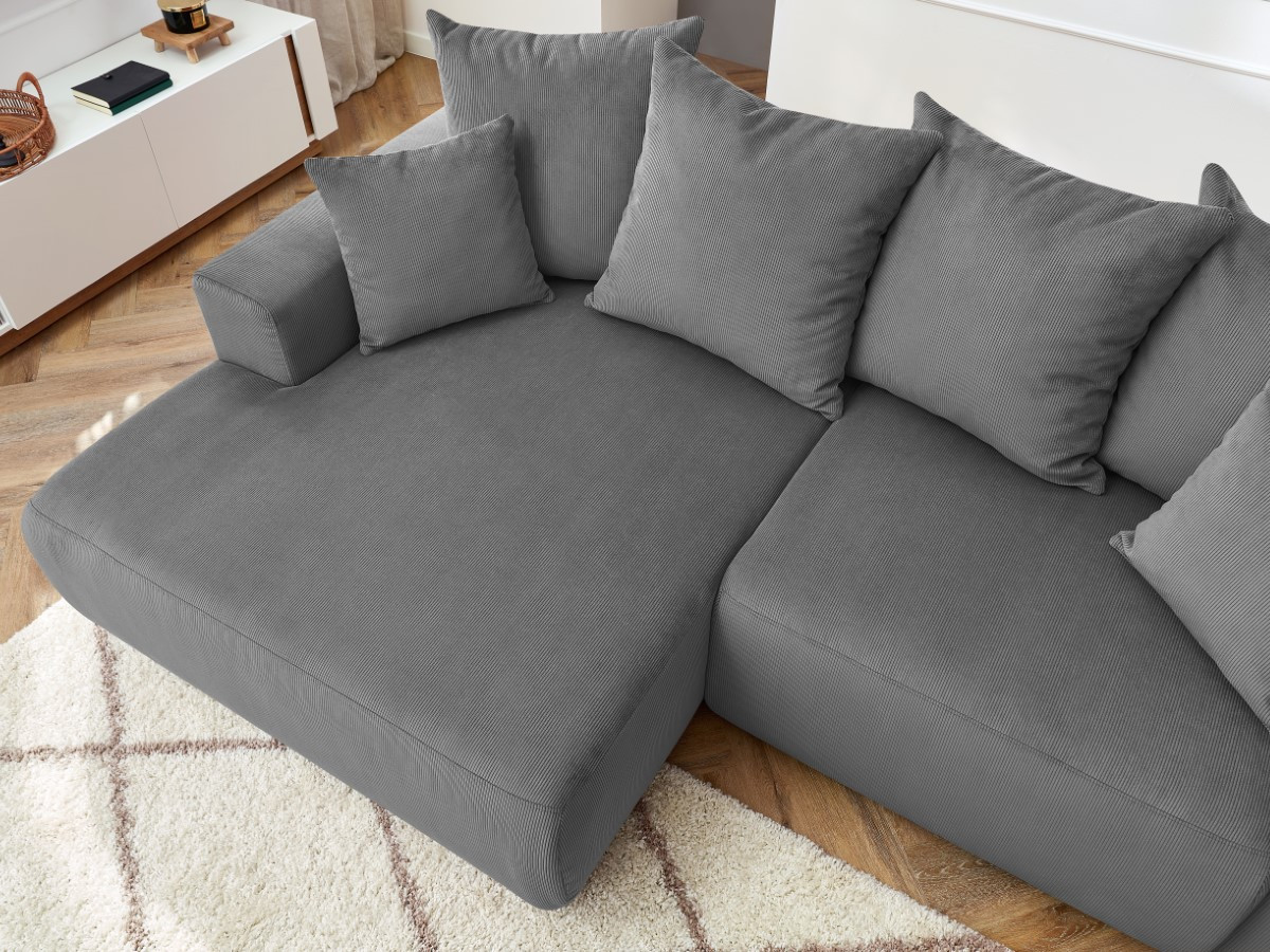 Bobochic Enjoy Ecksofa Cordsamt Dunkelgrau Ecke links