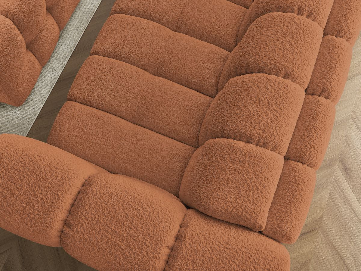 Bobochic Cloud Schlafsofa 3-Sitzer mit Pouf Bouclé-Stoff Orange
