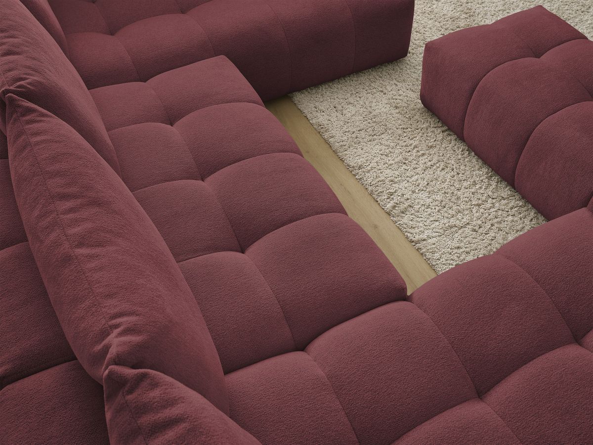 Bobochic Everest Wohnlandschaft mit Pouf, 6 Kissen Melange-Stoff Rot Ecke links