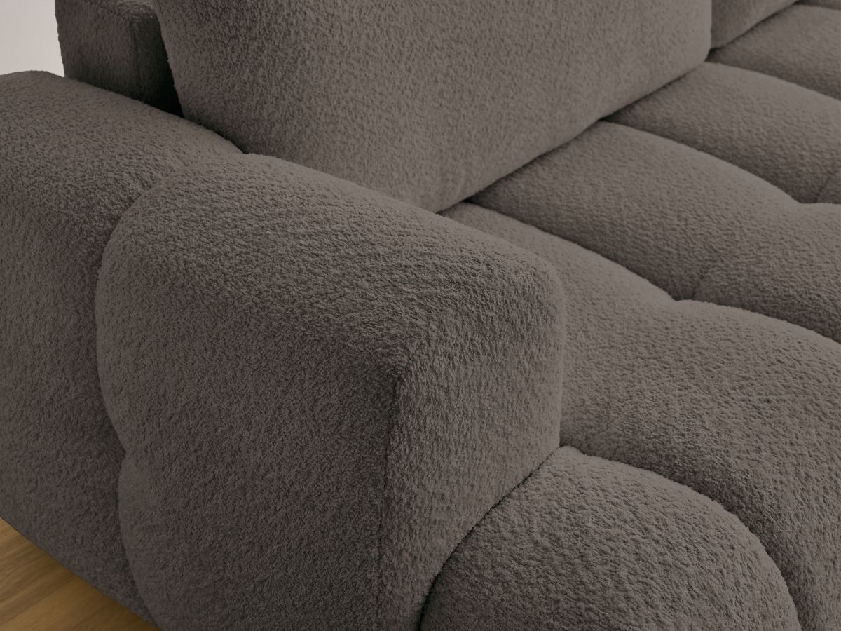 Bobochic Fuji Schlafsofa 3-Sitzer mit Bettkasten und Pouf Bouclé-Stoff Braun