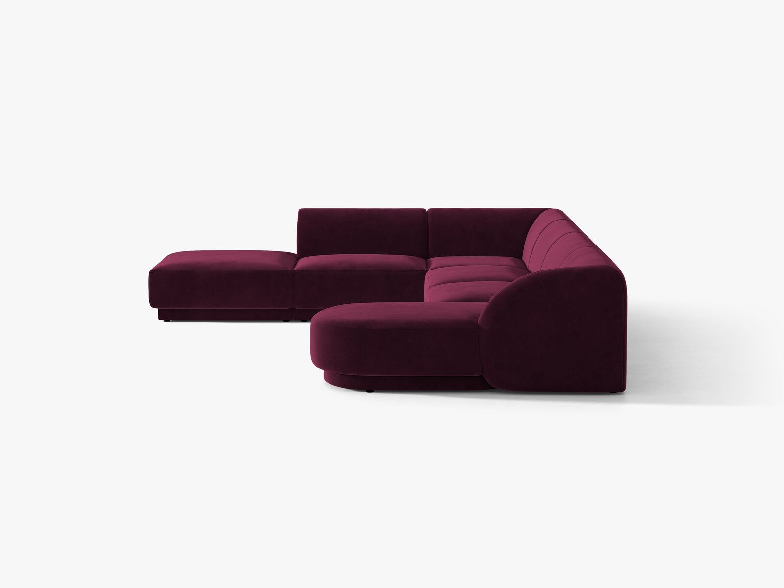 Micadoni Panorama-Ecksofa Miley 6-Sitzer Links Samt Venus Burgunder
