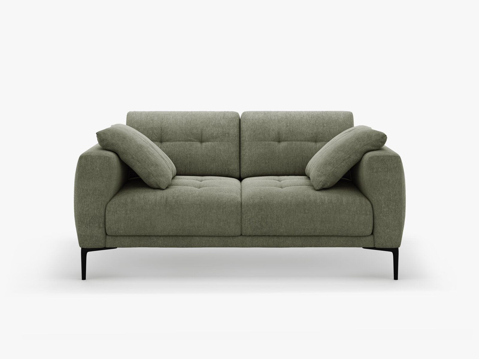 Micadoni Sofa Bemy 2-Sitzer Strukturierter Stoff Dunkel-Olivgrün