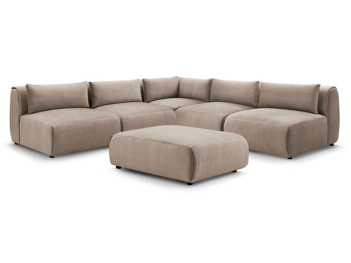 Bobochic Jeanne Ecksofa mit Pouf Samt Taupe