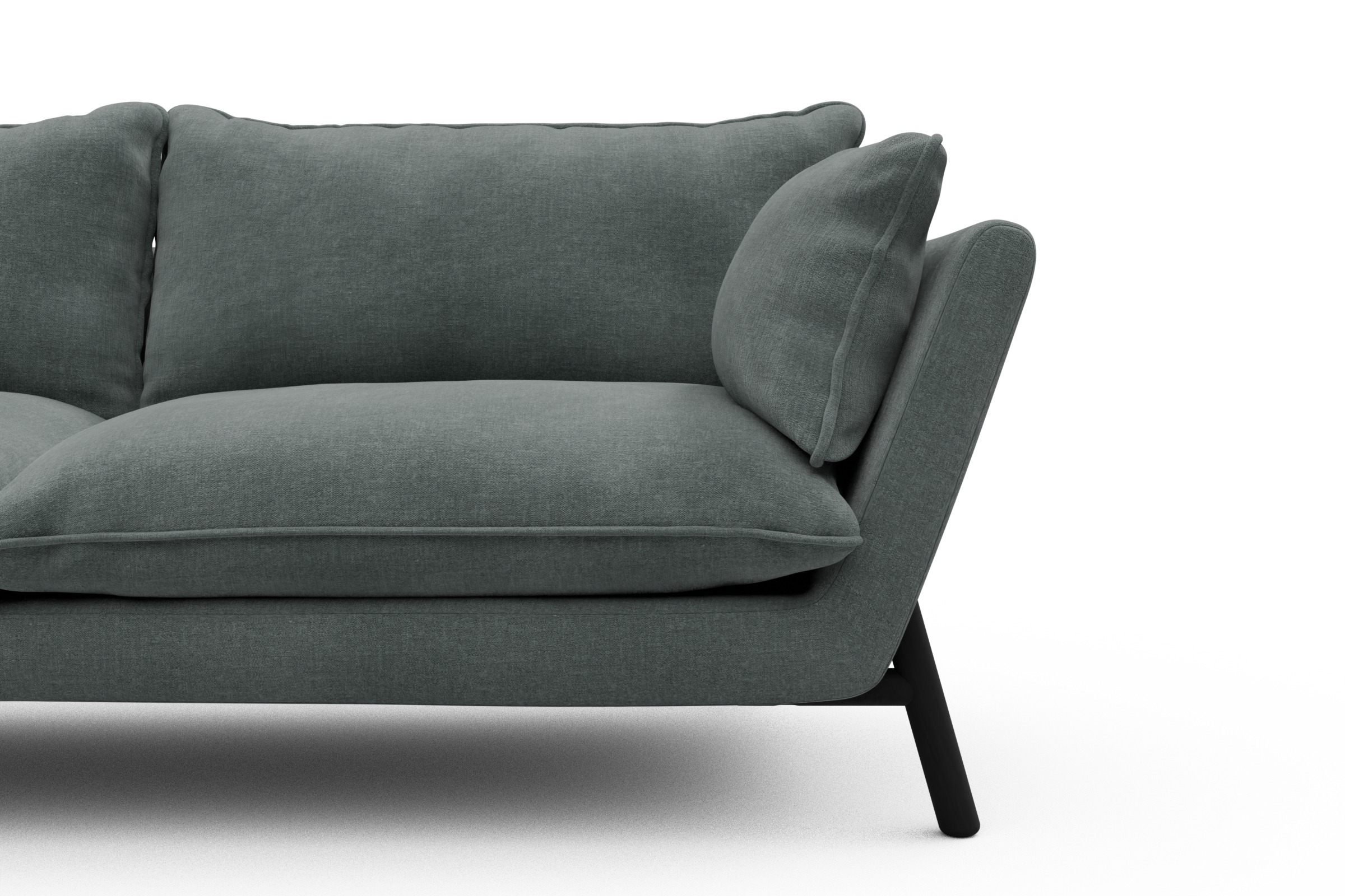 Sofa Emil PREMIUM 3-Sitzer Beinfarbe Eiche Schwarz Smooth-Silver-Grey