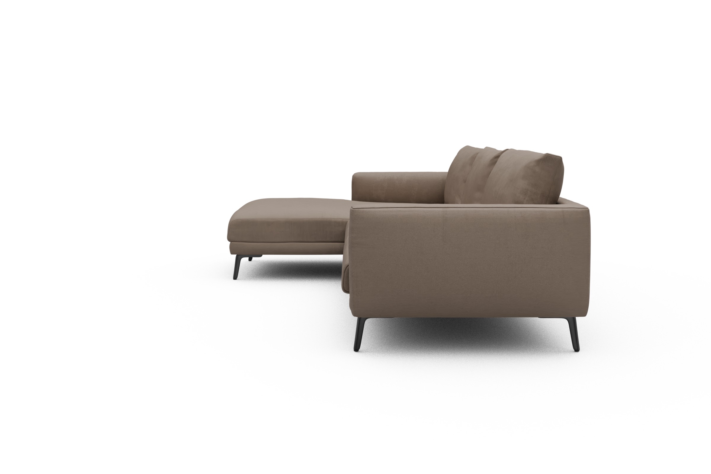 Ecksofa Karl Chaiselongue links mit 2,5-Sitzer Cordufine-Biege