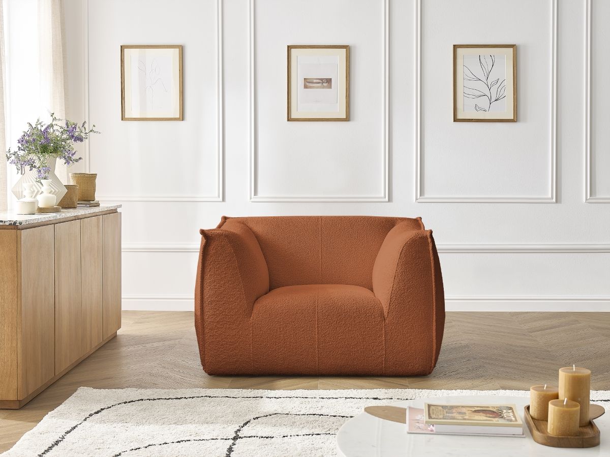 Bobochic Giorgia Sessel Bouclé-Stoff Orange
