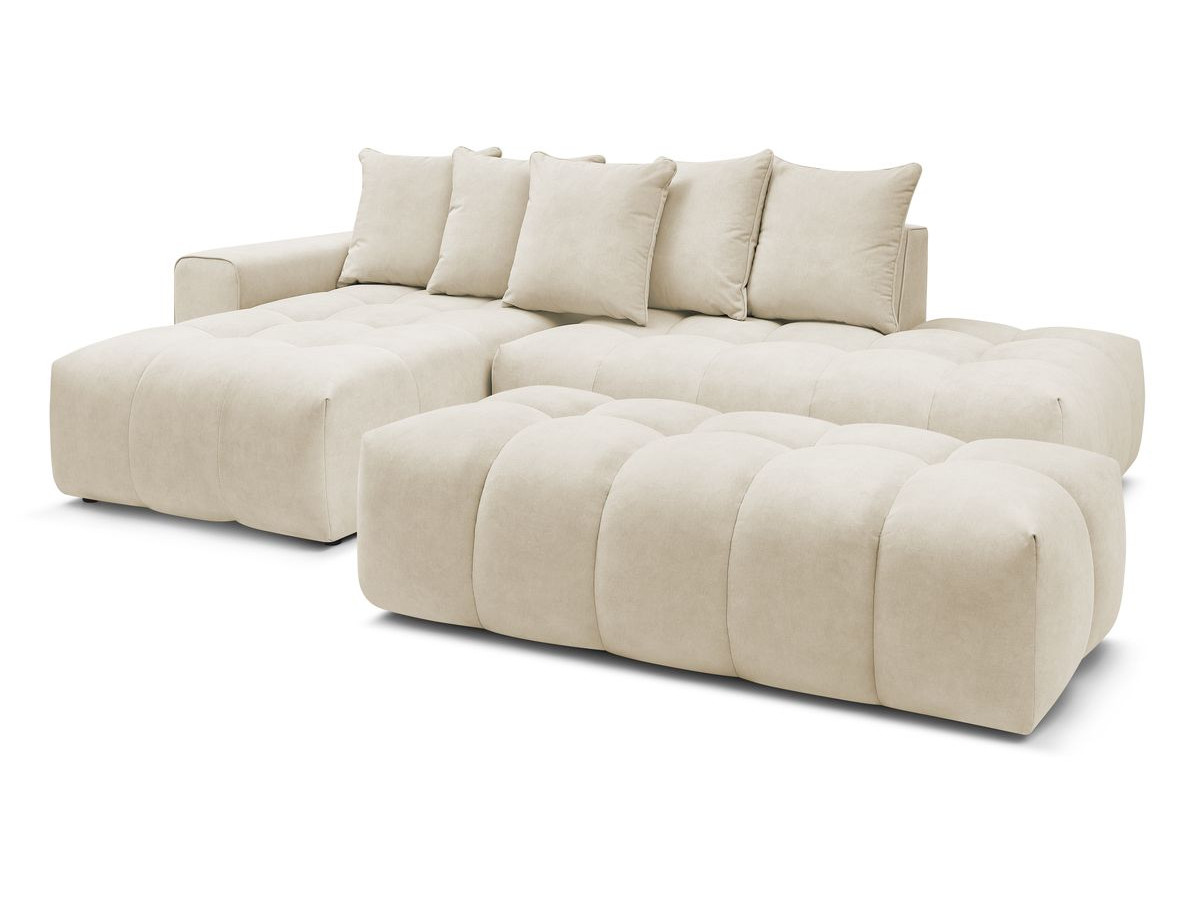 Bobochic Mont-blanc Ecksofa mit Pouf Samt Beige Ecke links