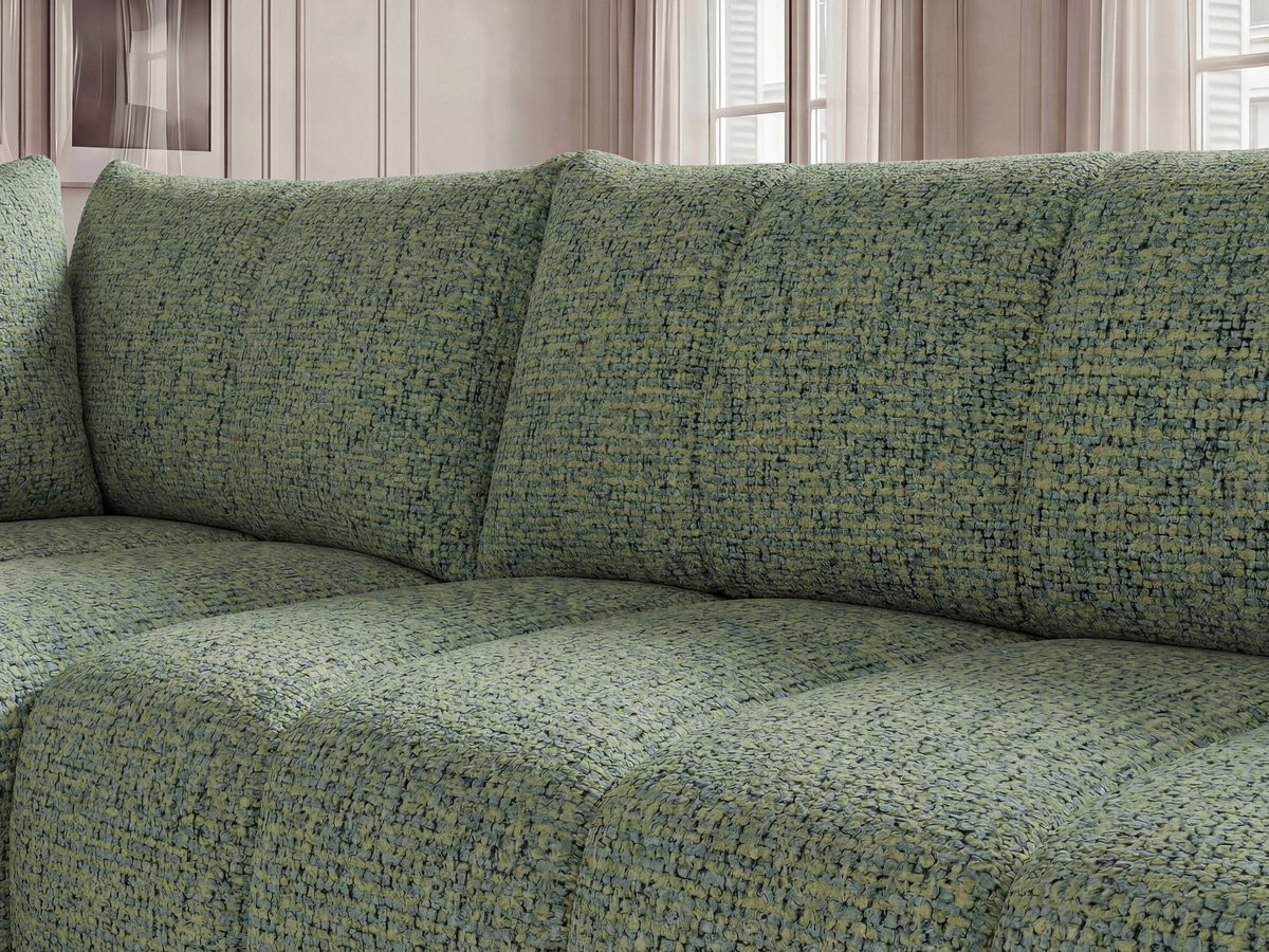 Bobochic Nesty Ecksofa in L-Form, 256 cm, mit Pouf Melange-Stoff Hellgrün Ecke links