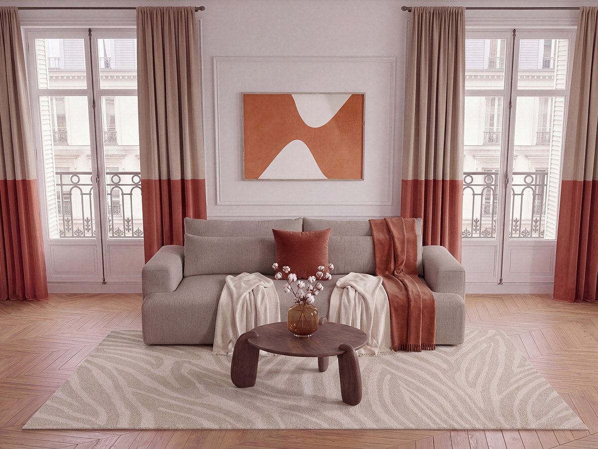 Bobochic Twiny Sofa 3-Sitzer Stoff Taupe