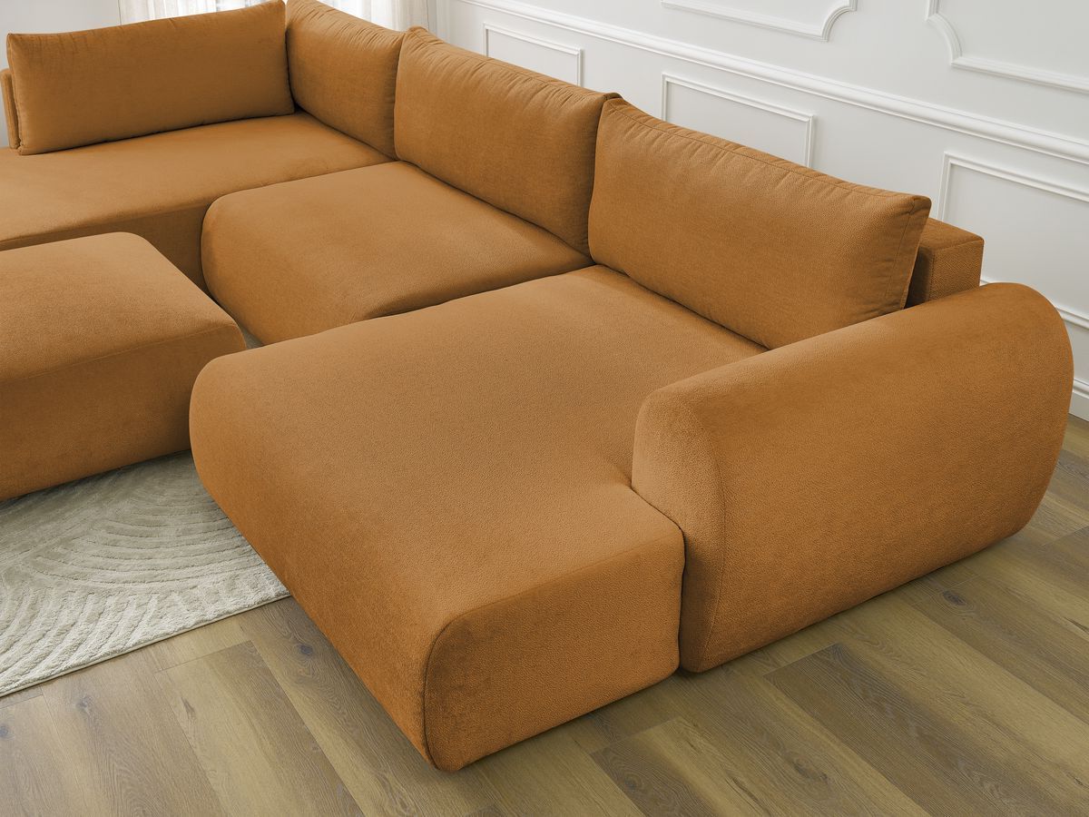 Bobochic Lucien Wohnlandschaft mit Pouf Stoff Gelb Ecke rechts