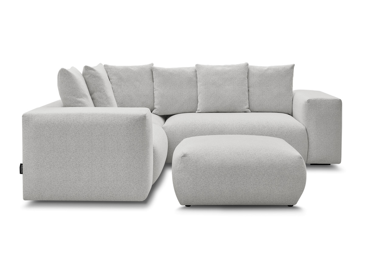 Bobochic Voltaire Ecksofa mit Pouf 268 × 214 cm Melange-Stoff Hellgrau Ecke links