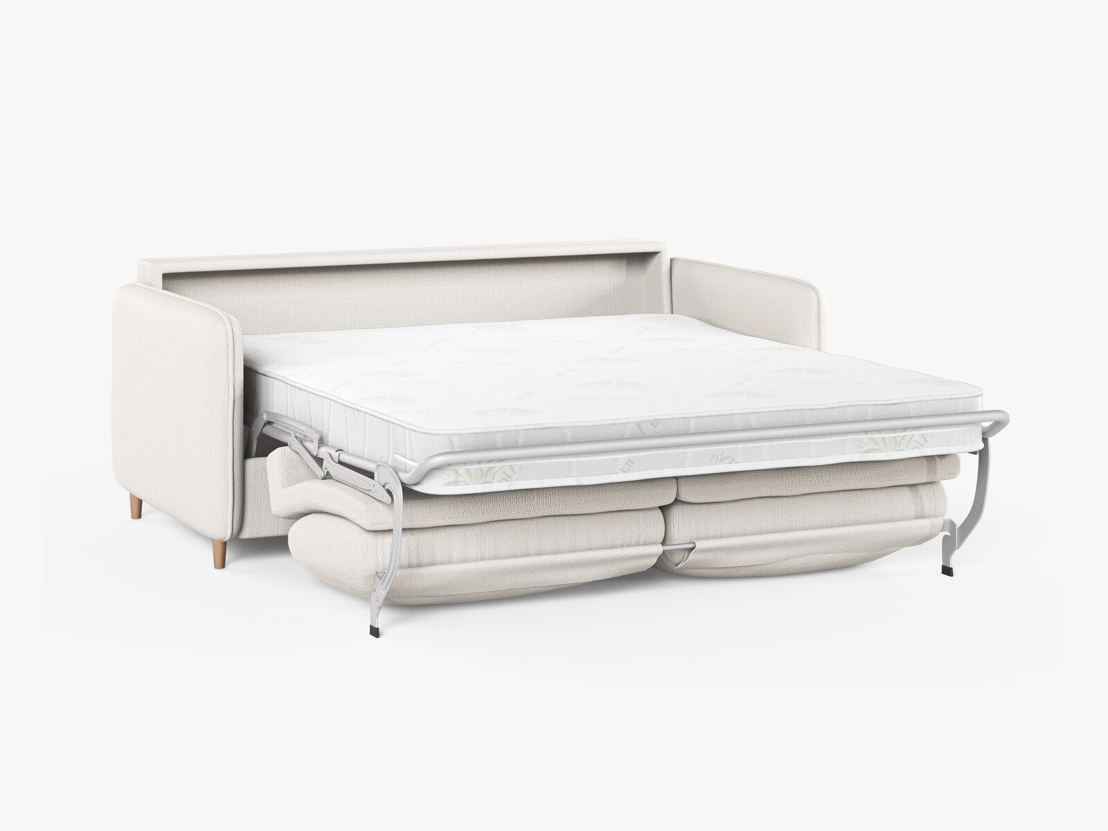 Micadoni Sofa mit Schlaffunktion Simo 3-Sitzer Strukturierter Stoff Babel Weiß