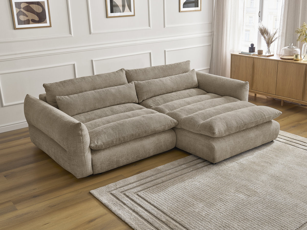 Bobochic Neil Ecksofa Strukturstoff Taupe Ecke rechts