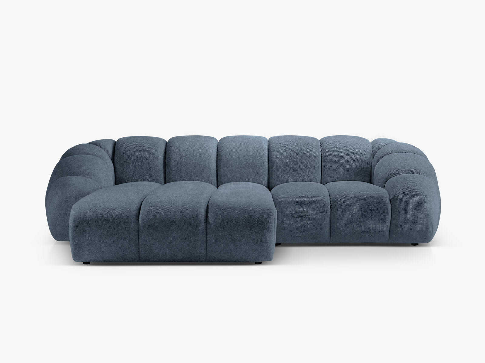 Micadoni Ecksofa Diana 3-Sitzer Links Strukturierter Samt Bubble Jeansblau