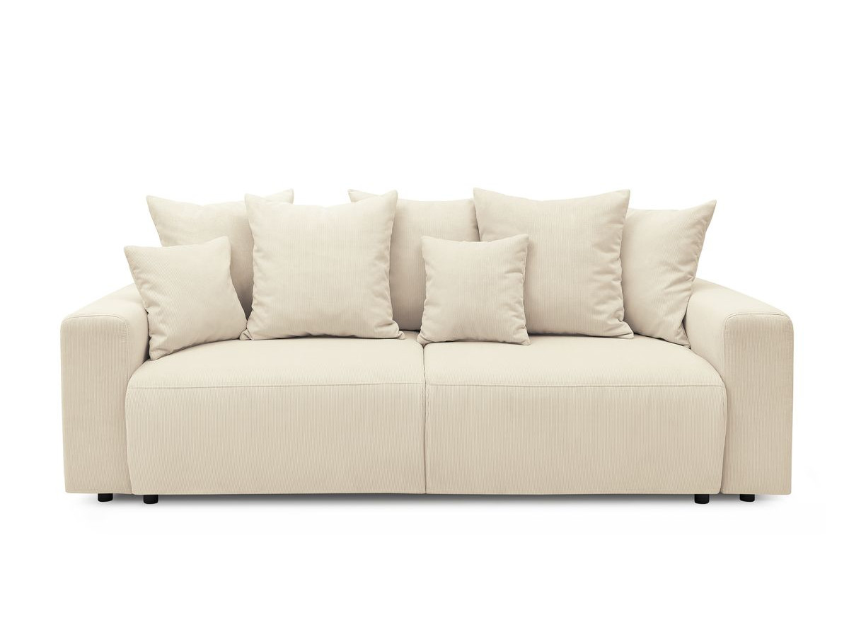 Bobochic Envy Schlafsofa 3-Sitzer mit Bettkasten und Pouf Cordsamt Beige
