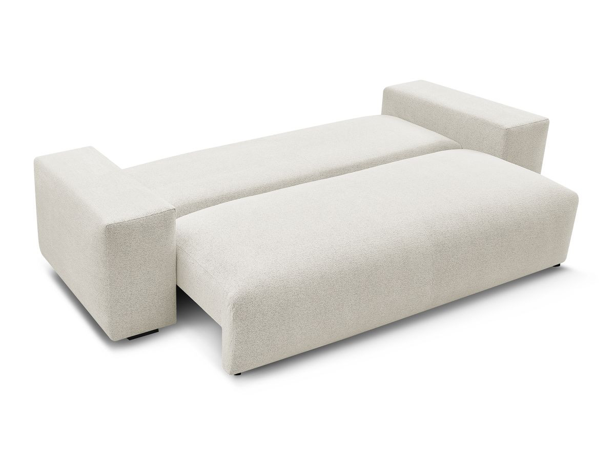 Bobochic Voltaire Schlafsofa 3-Sitzer mit Bettkasten Melange-Stoff Weiß
