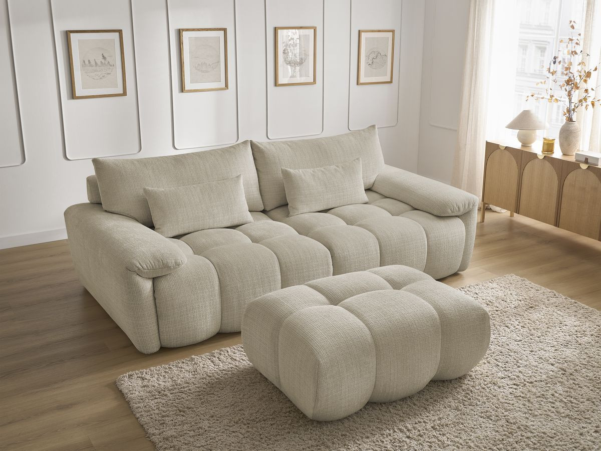 Bobochic Ivane Sofa 4-Sitzer Strukturstoff Beige