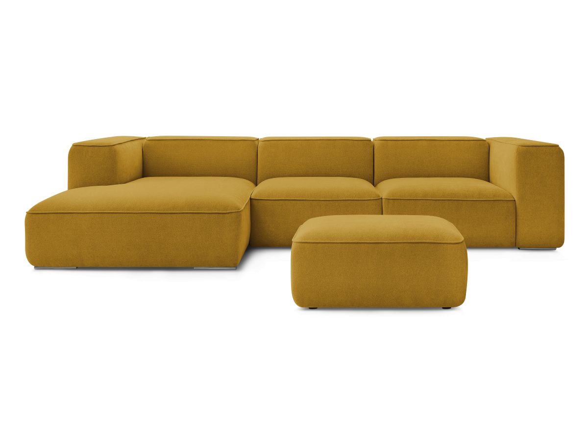 Bobochic Zephyr Ecksofa mit Pouf 349 × 165 cm Strukturstoff Gelb Ecke links