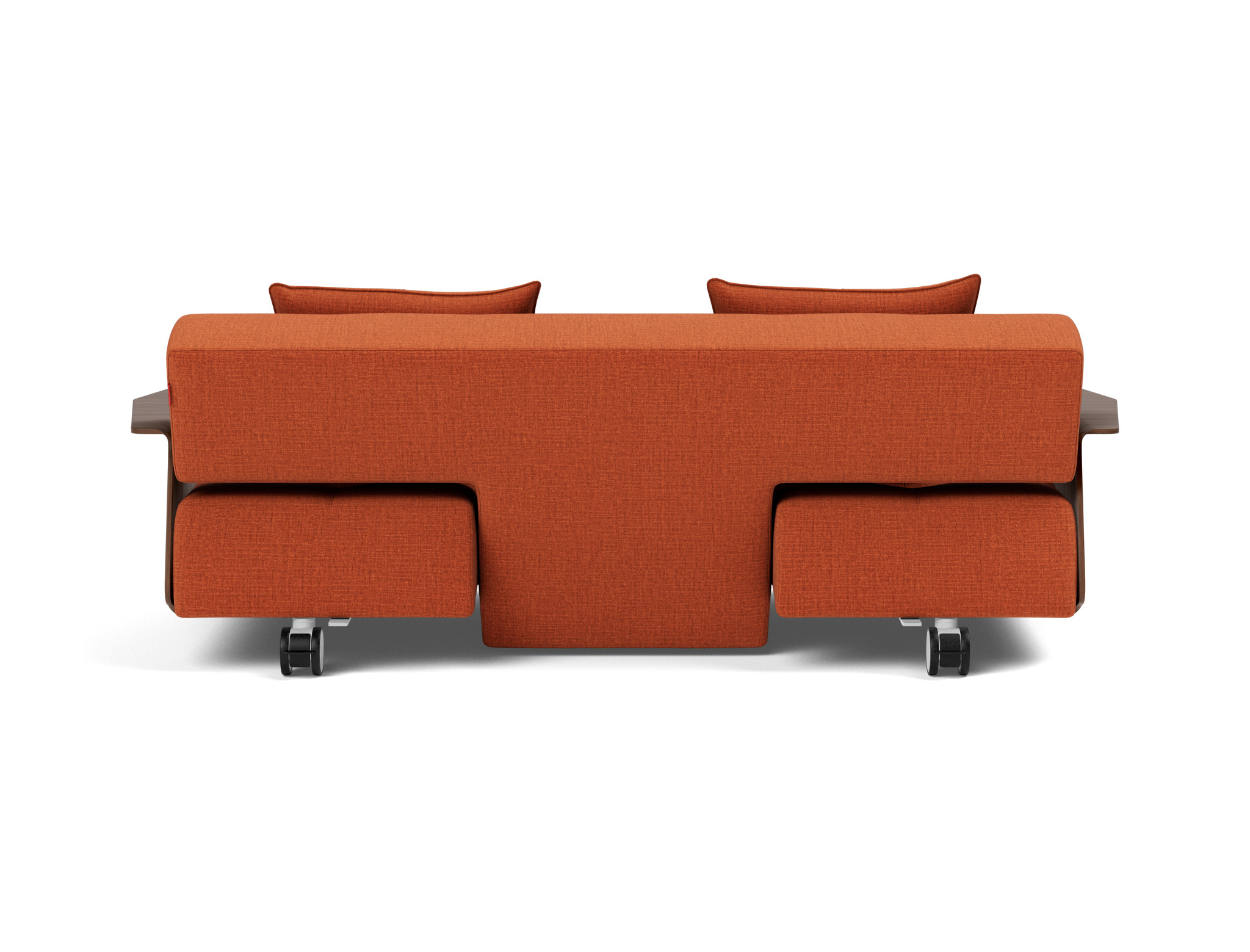 Schlafsofa Long Horn D.E.L. mit Armlehnen Chenille Esina 412-Rust-Orange